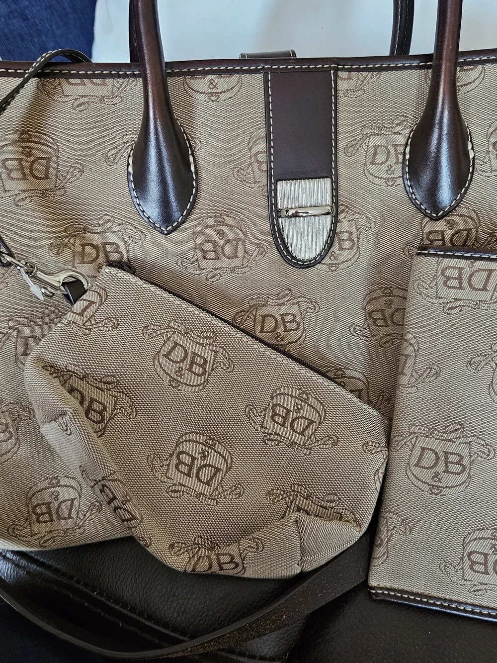 Dooney & Bourke Tan and Brown Canvas Interior Organizer